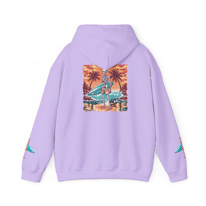 Surf & Beach Collection - Skeleton Sunset Surfer, Graphic Hoodie - CaliPride Clothing