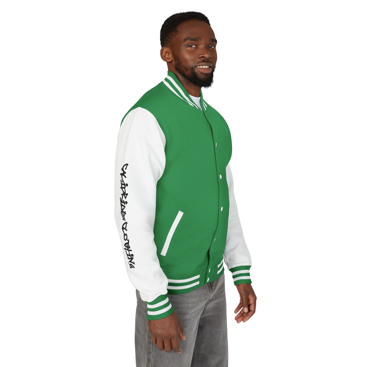 Urban Underground Collection - Savage Vibe, Bone Drop Graphic Letterman Jacket | CaliPride Clothing