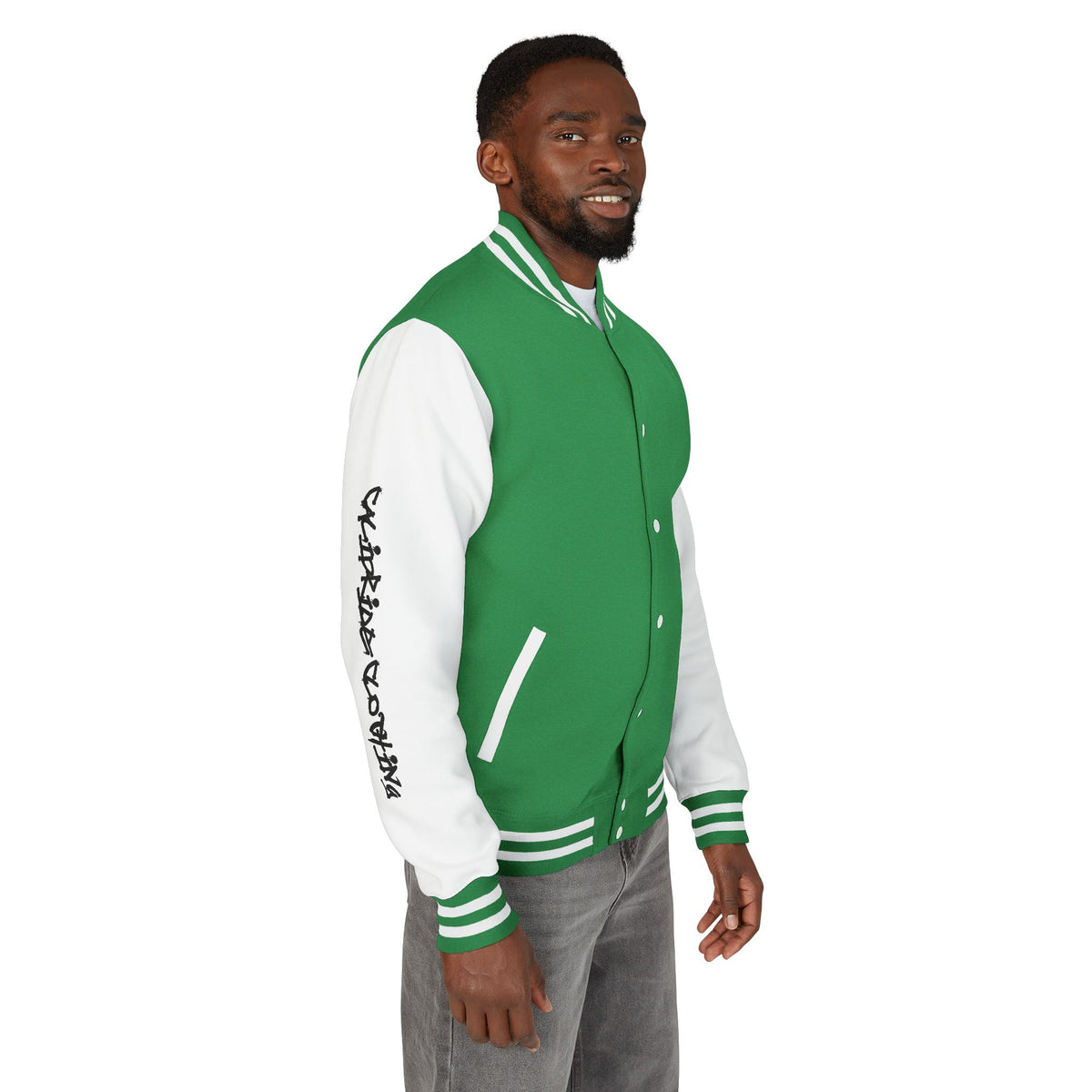 Urban Underground Collection - Savage Vibe, Bone Drop Graphic Letterman Jacket | CaliPride Clothing