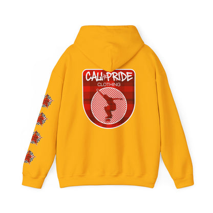 Skater Silhouette Sweatshirt, Red Plaid w Stars | CaliPride Clothing