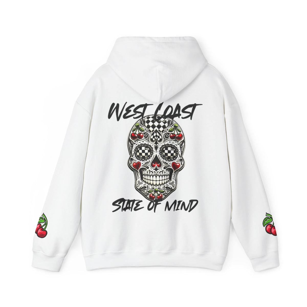 Urban Underground Collection - West Coast State of Mind, Checkers & Cherries Sugar Skull Hoodie - CaliPride Clothing