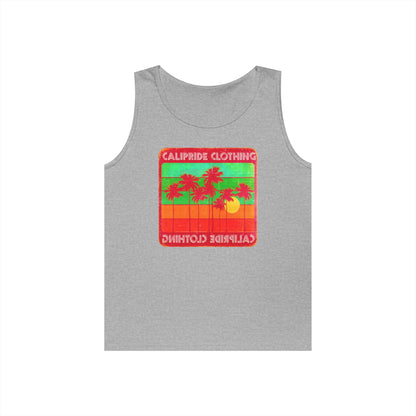 Retro Sun and Palms Silhouette Graphic Tank Top