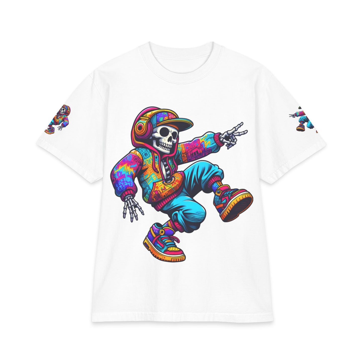 Urban Underground Collection - Neon Drip, Skeleton Jam, Graphic 4-way T Shirt - CaliPride Clothing