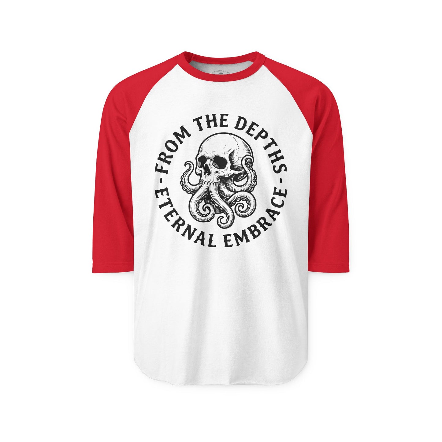 Pacific Works Collection - Raglan, From the Depths, Vintage Skeleton Graphic Raglan Tee — CaliPride Clothing