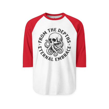 Pacific Works Collection - Raglan, From the Depths, Vintage Skeleton Graphic Raglan Tee — CaliPride Clothing