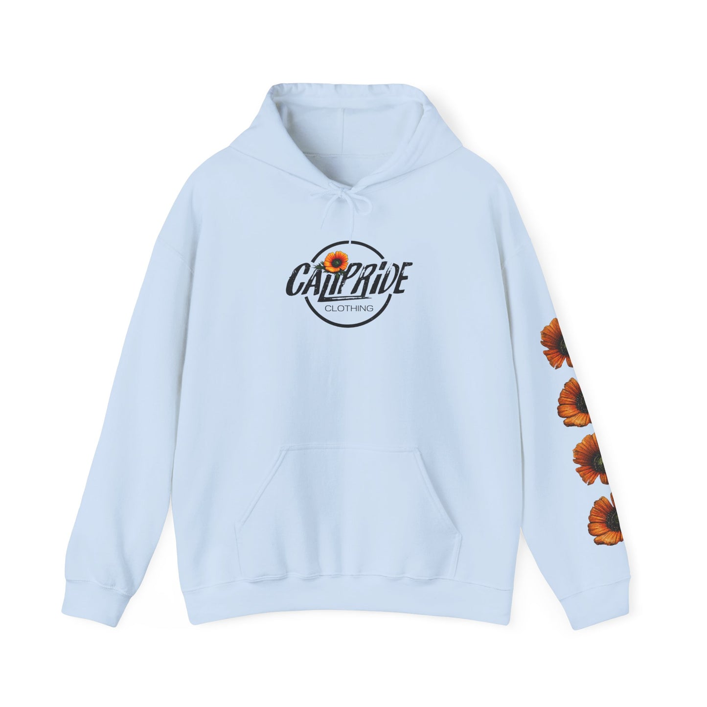Sunburst Poppy Hoodie w Poppies | CaliPride Clothing black logo