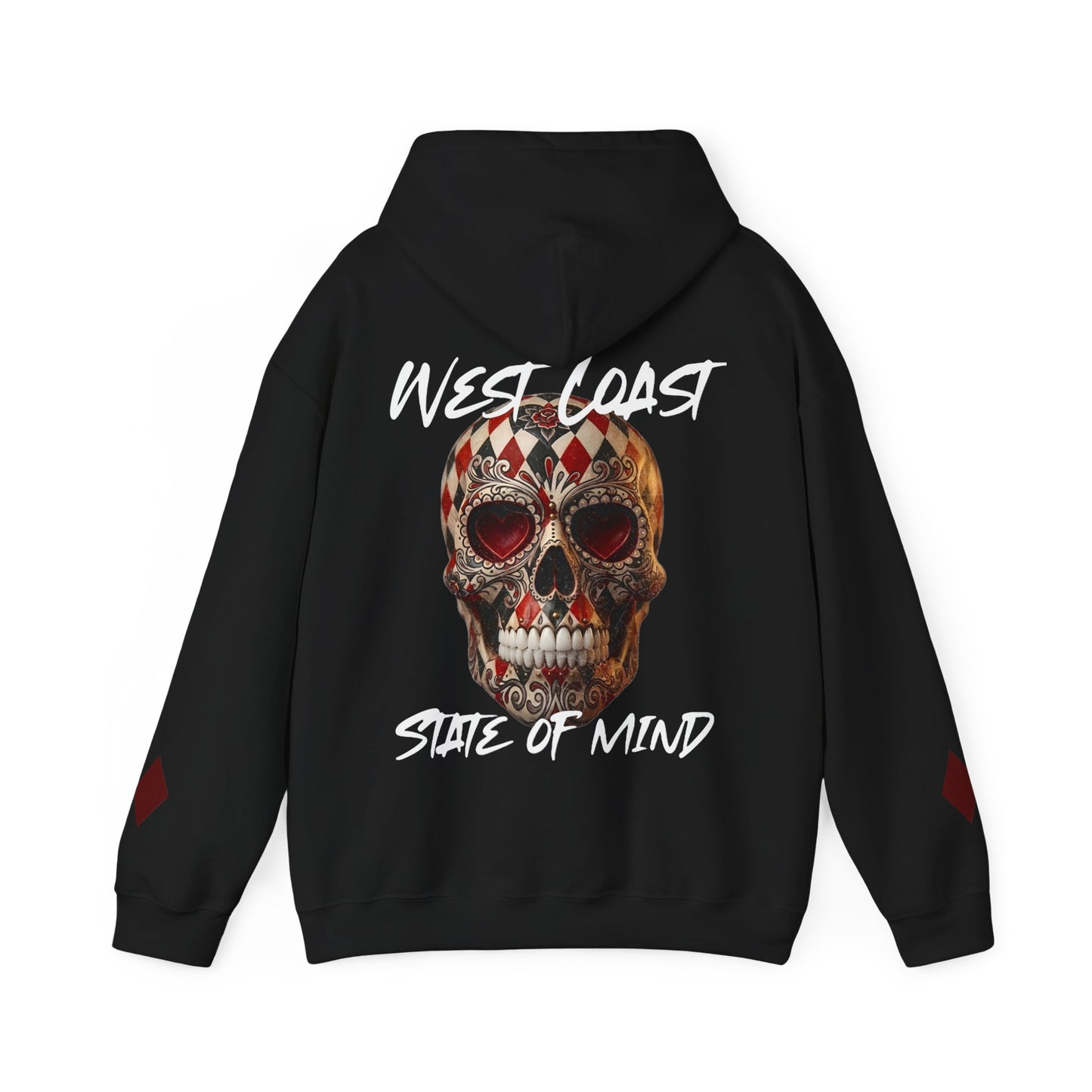Urban Underground Collection | West Coast State of Mind - Diamond & Hearts Sugar Skull Hoodie - CaliPride Clothing