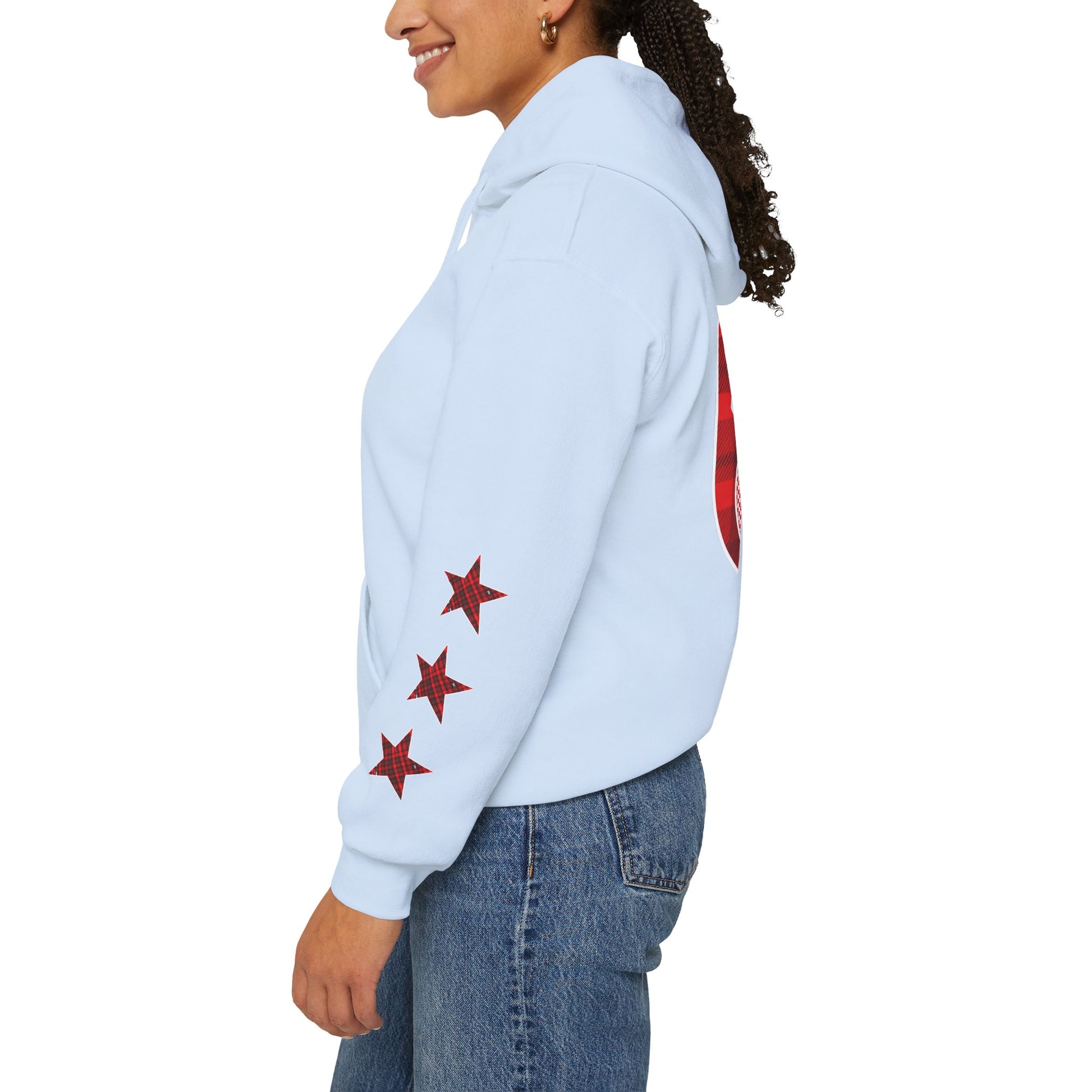 Skate & Surf Collection - CALI | CULTURE, Red Plaid Emblan w Stars Hoodie - CaliPride Clothing