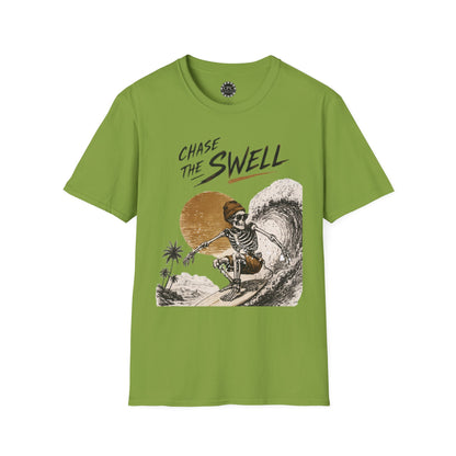 Skate & Surf Collection - "Chase the Swell", Vintage Skeleton Graphic T-Shirt — CaliPride Clothing