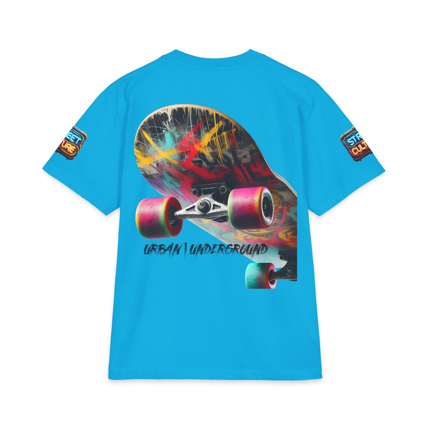 Urban Underground Collection - Neon Drip, Skateboard, Graphic 4-way T Shirt - CaliPride Clothing
