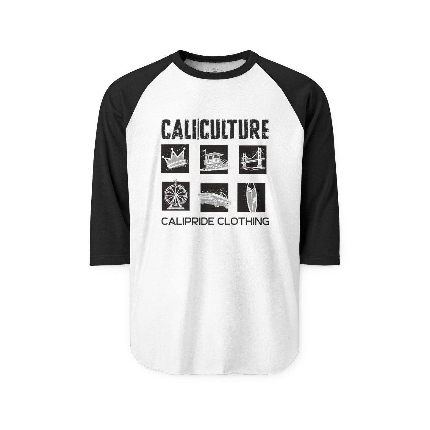 Skate & Surf Collection - CALI | CULTURE, Icon Stamp, Graphic Raglan Tee — CaliPride Clothing