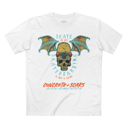 Concrete & Scars Collection - Skate or Die Winged Skull, Graphic T-Shirt — CaliPride Clothing
