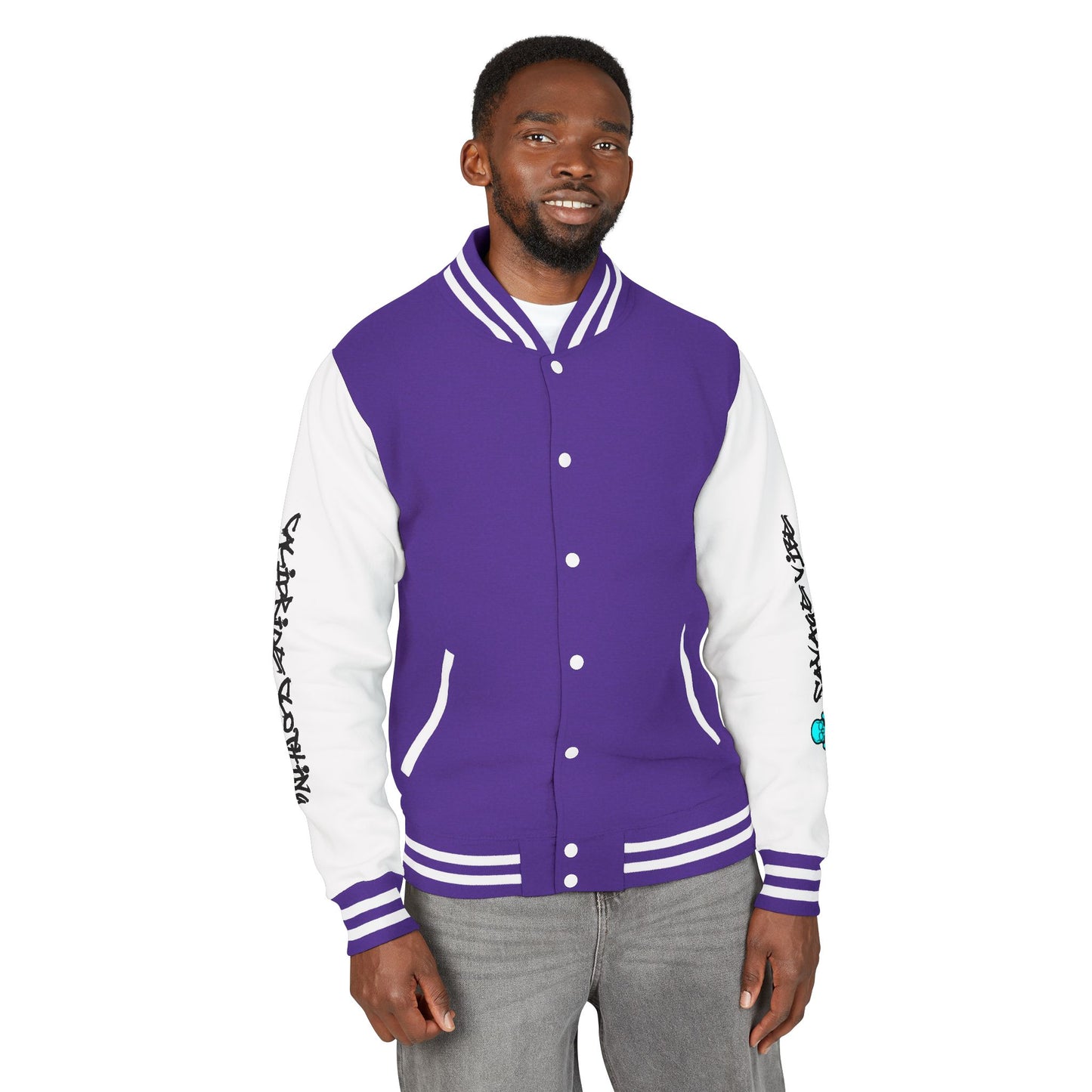 Urban Underground Collection - Savage Vibe, Bone Drop Graphic Letterman Jacket | CaliPride Clothing