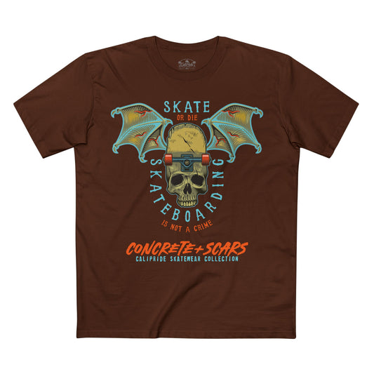 Concrete & Scars Collection - Skate or Die Winged Skull, Graphic T-Shirt — CaliPride Clothing