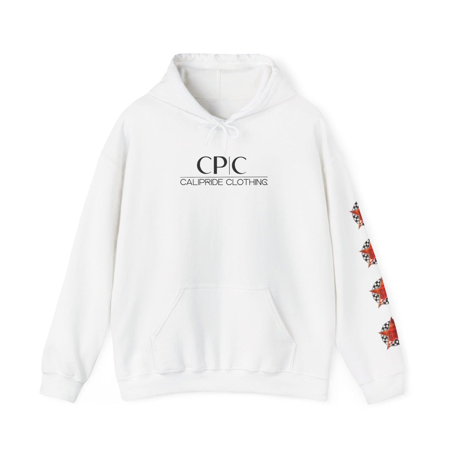 Skater Silhouette Sweatshirt, Red Plaid w Stars | CaliPride Clothing