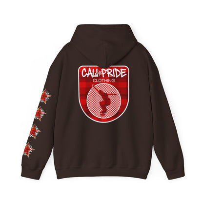 Skater Silhouette Sweatshirt, Red Plaid w Stars | CaliPride Clothing