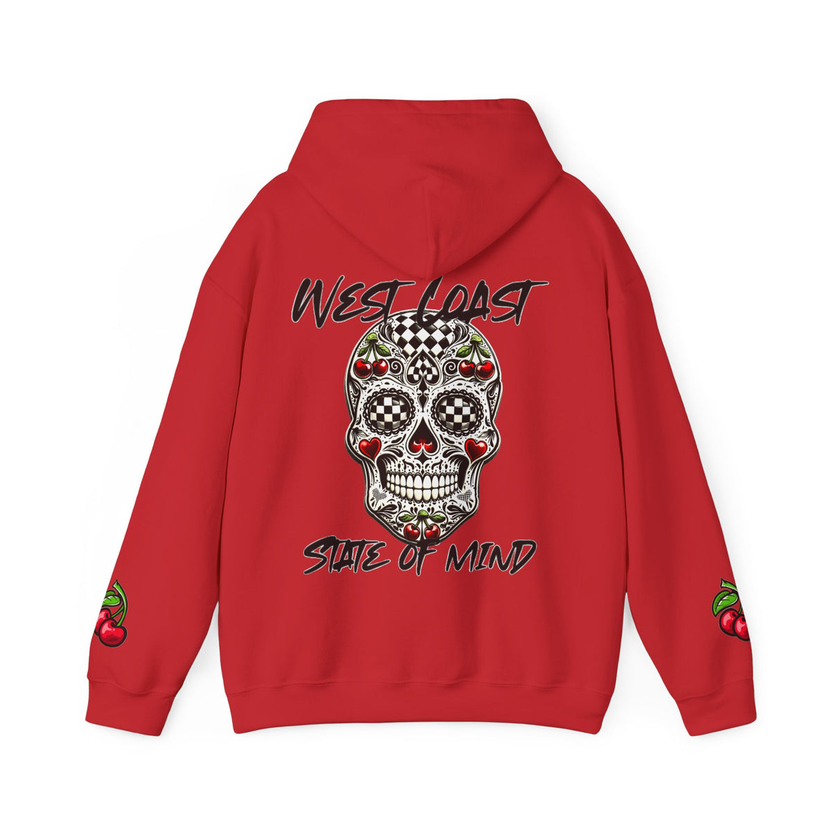Urban Underground Collection - West Coast State of Mind, Checkers & Cherries Sugar Skull Hoodie - CaliPride Clothing