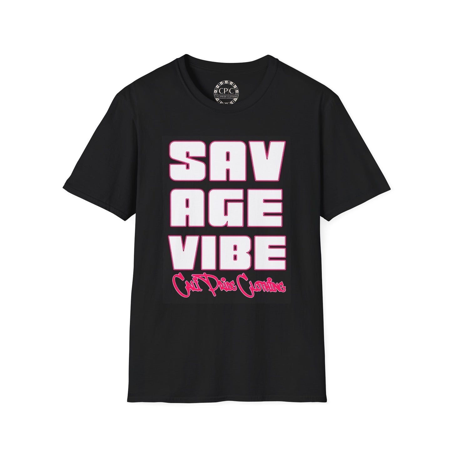 "Savage Vibe Graffiti Block" Series, Neon Pink outlined logo w black — CaliPride Clothing