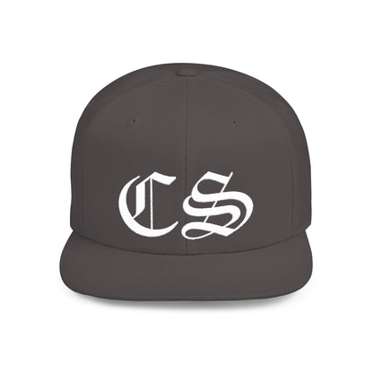 Concrete & Scars Skatewear Collection - CS Old English Embroidered, white logo, Hat | Flat Bill Snapback - CaliPride Clothing