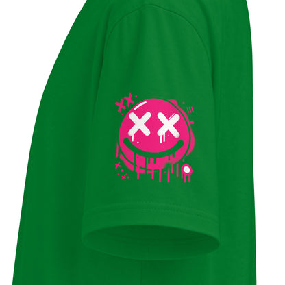 Urban Underground Collection - Neon Drip, X'd Out Smiley, Graphic 4-way T Shirt - CaliPride Clothing
