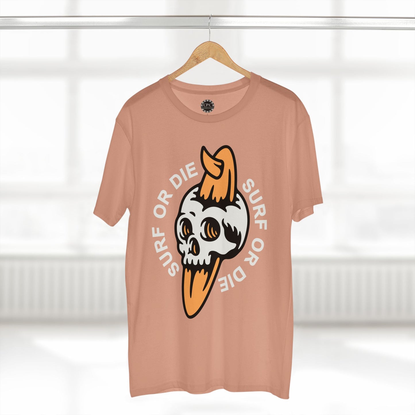 Surf & Beach Collection - "Surf or Die" Skull and Board, Premium Graphic Tee — CaliPride Clothing