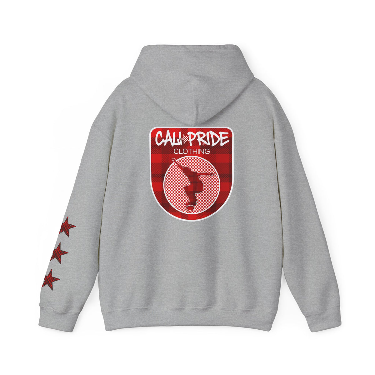 Skate & Surf Collection - CALI | CULTURE, Red Plaid Emblan w Stars Hoodie - CaliPride Clothing