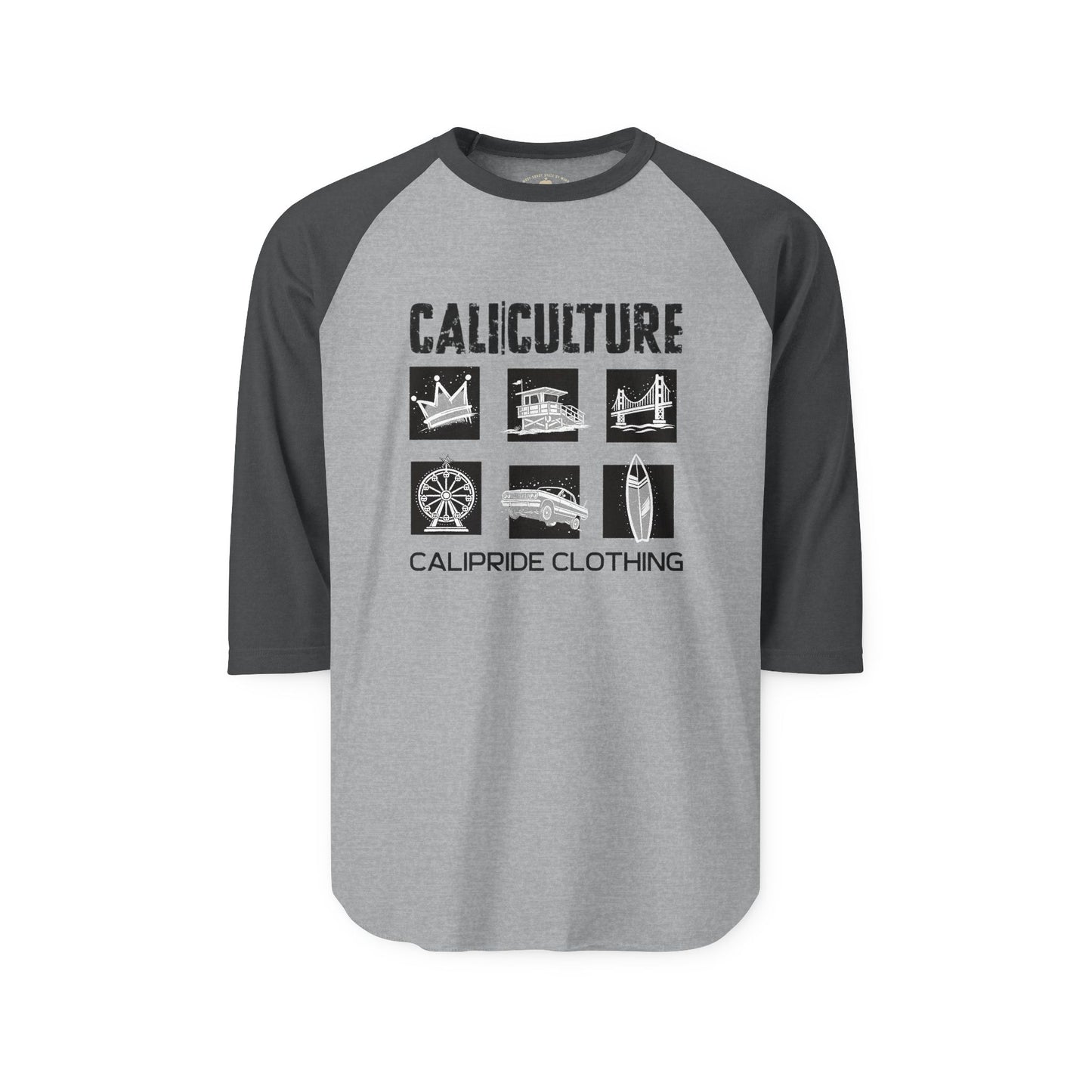 Skate & Surf Collection - CALI | CULTURE, Icon Stamp, Graphic Raglan Tee — CaliPride Clothing