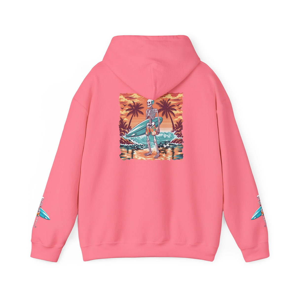Surf & Beach Collection - Skeleton Sunset Surfer, Graphic Hoodie - CaliPride Clothing