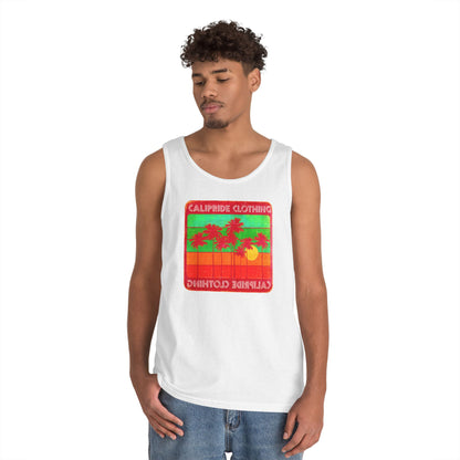 Retro Sun and Palms Silhouette Graphic Tank Top
