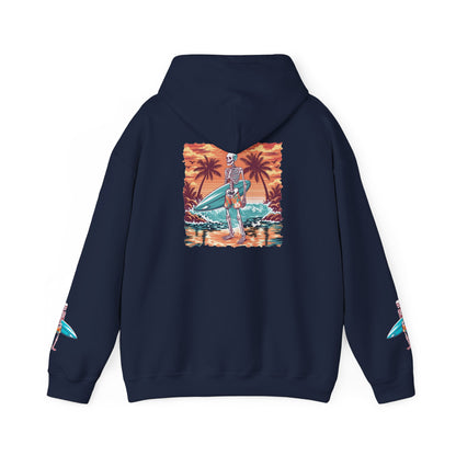 Surf & Beach Collection - Skeleton Sunset Surfer, Graphic Hoodie - CaliPride Clothing