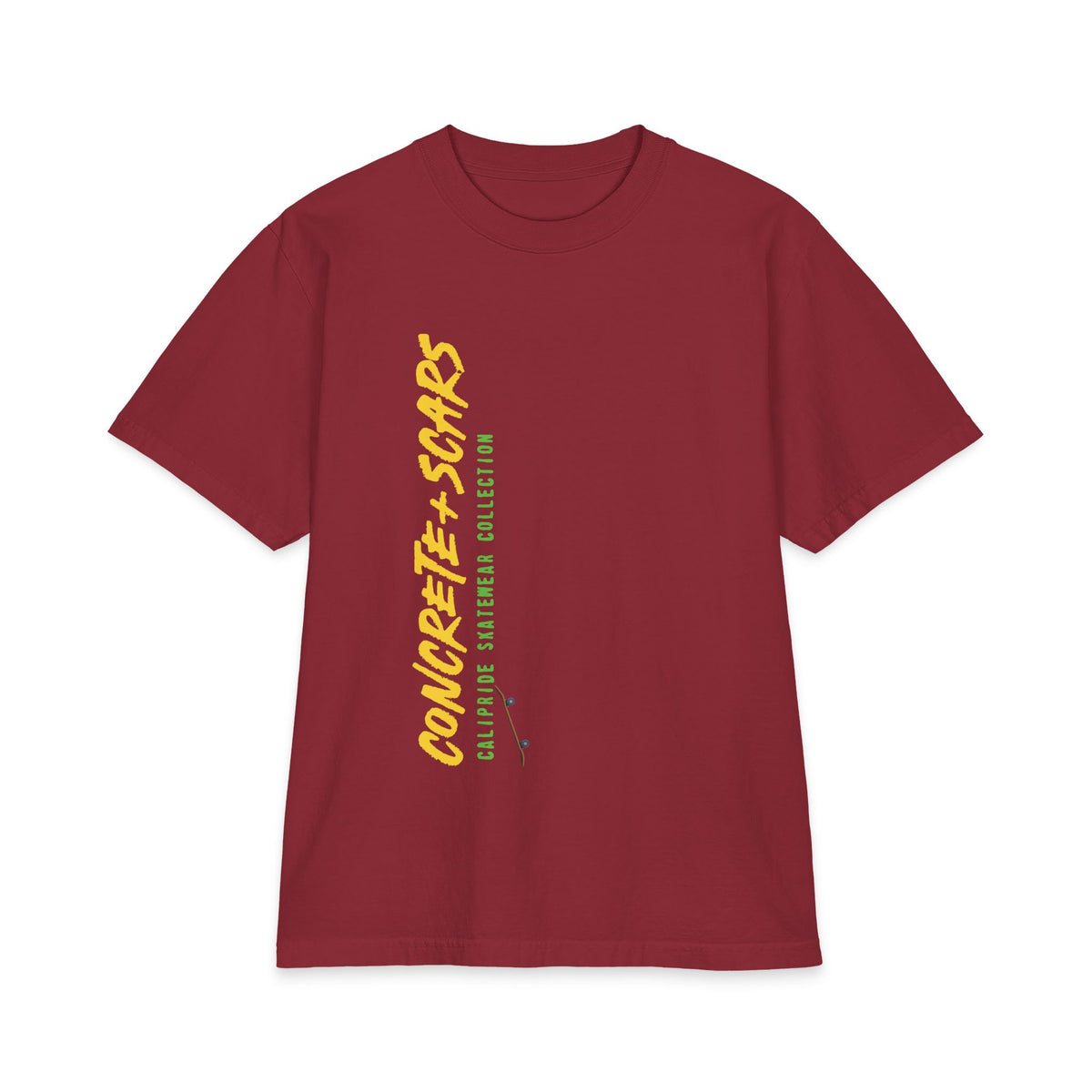 Concrete & Scars Skatewear Collection - Concrete Scars + Skateboard, Graphic T‑Shirt — CaliPride Clothing