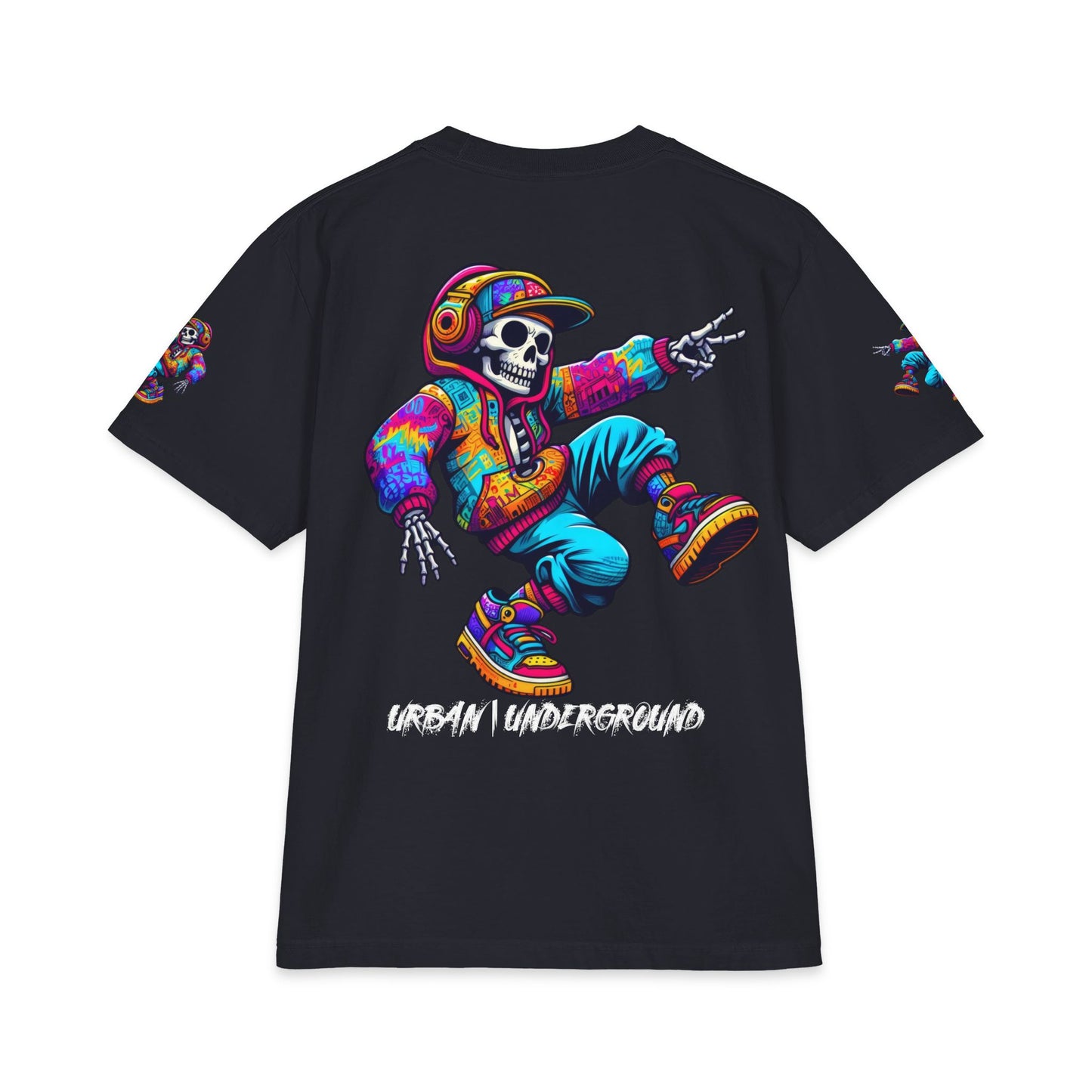 Urban Underground Collection - Neon Drip, Skeleton Jam, Graphic 4-way T Shirt - CaliPride Clothing