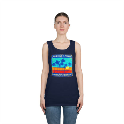 Retro Sun and Palms Silhouette Graphic Tank Top