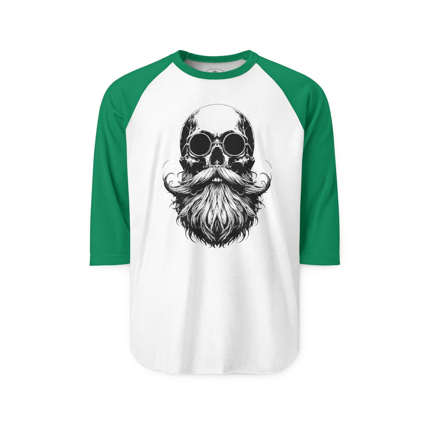 Pacific Works Collection - Raglan, Vintage Bearded Skull Graphic Raglan Tee — CaliPride Clothing