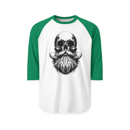 Pacific Works Collection - Raglan, Vintage Bearded Skull Graphic Raglan Tee — CaliPride Clothing