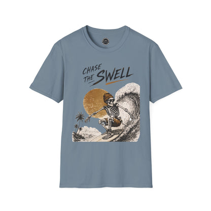 Skate & Surf Collection - "Chase the Swell", Vintage Skeleton Graphic T-Shirt — CaliPride Clothing