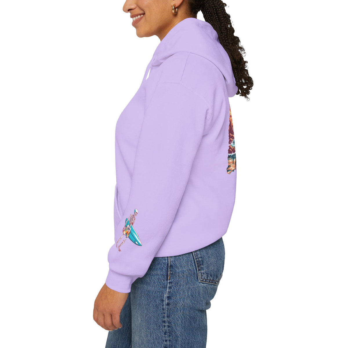 Surf & Beach Collection - Skeleton Sunset Surfer, Graphic Hoodie - CaliPride Clothing
