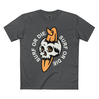 Surf & Beach Collection - "Surf or Die" Skull and Board, Premium Graphic Tee — CaliPride Clothing