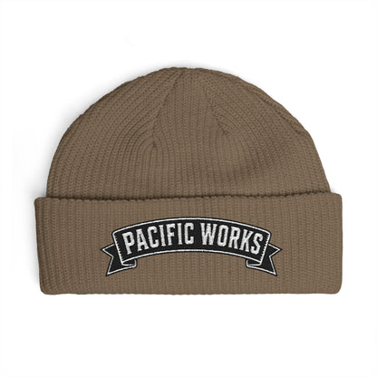 Pacific Works Collection - Cuff Beanie, Embroidered Banner Knit Hat - CaliPride Clothing