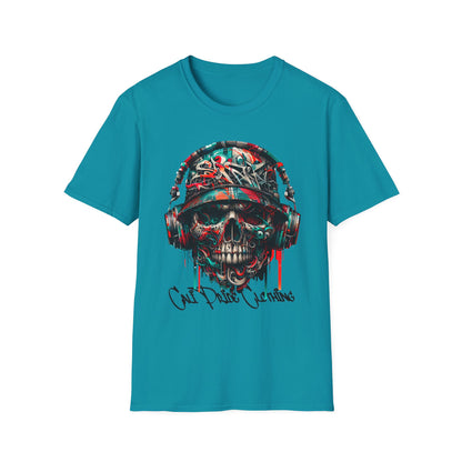 Graffiti Skull with Headphones Graphic T-Shirt - CaliPride Clothing