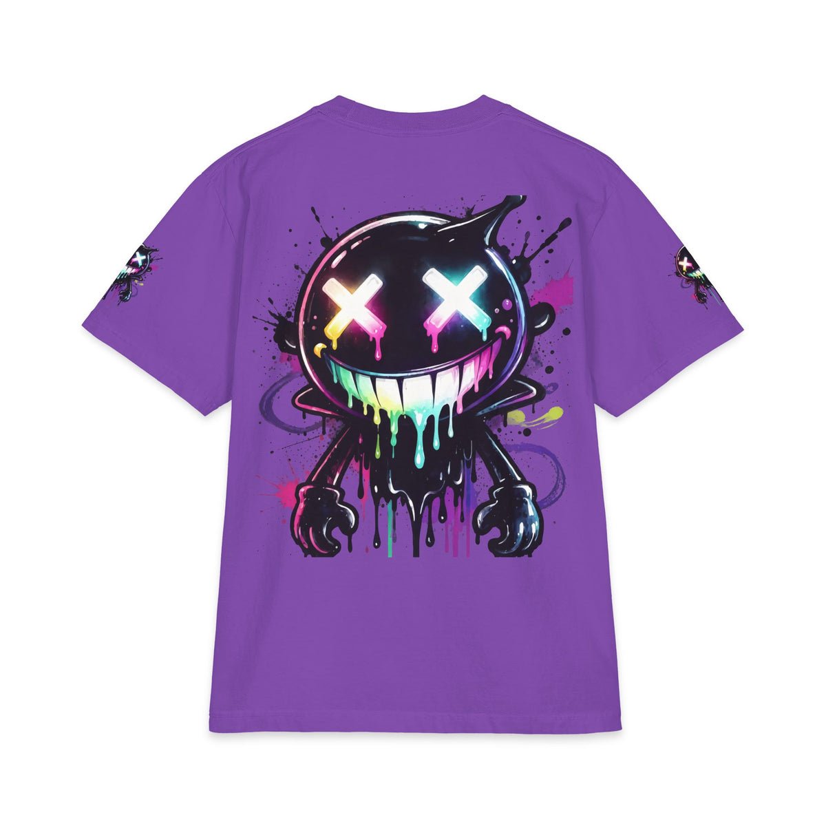 Urban Underground Collection - Neon Drip Smiley, Graphic 4-way T Shirt - CaliPride Clothing