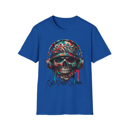 Graffiti Skull with Headphones Graphic T-Shirt - CaliPride Clothing