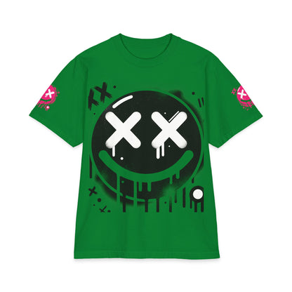 Urban Underground Collection - Neon Drip, X'd Out Smiley, Graphic 4-way T Shirt - CaliPride Clothing