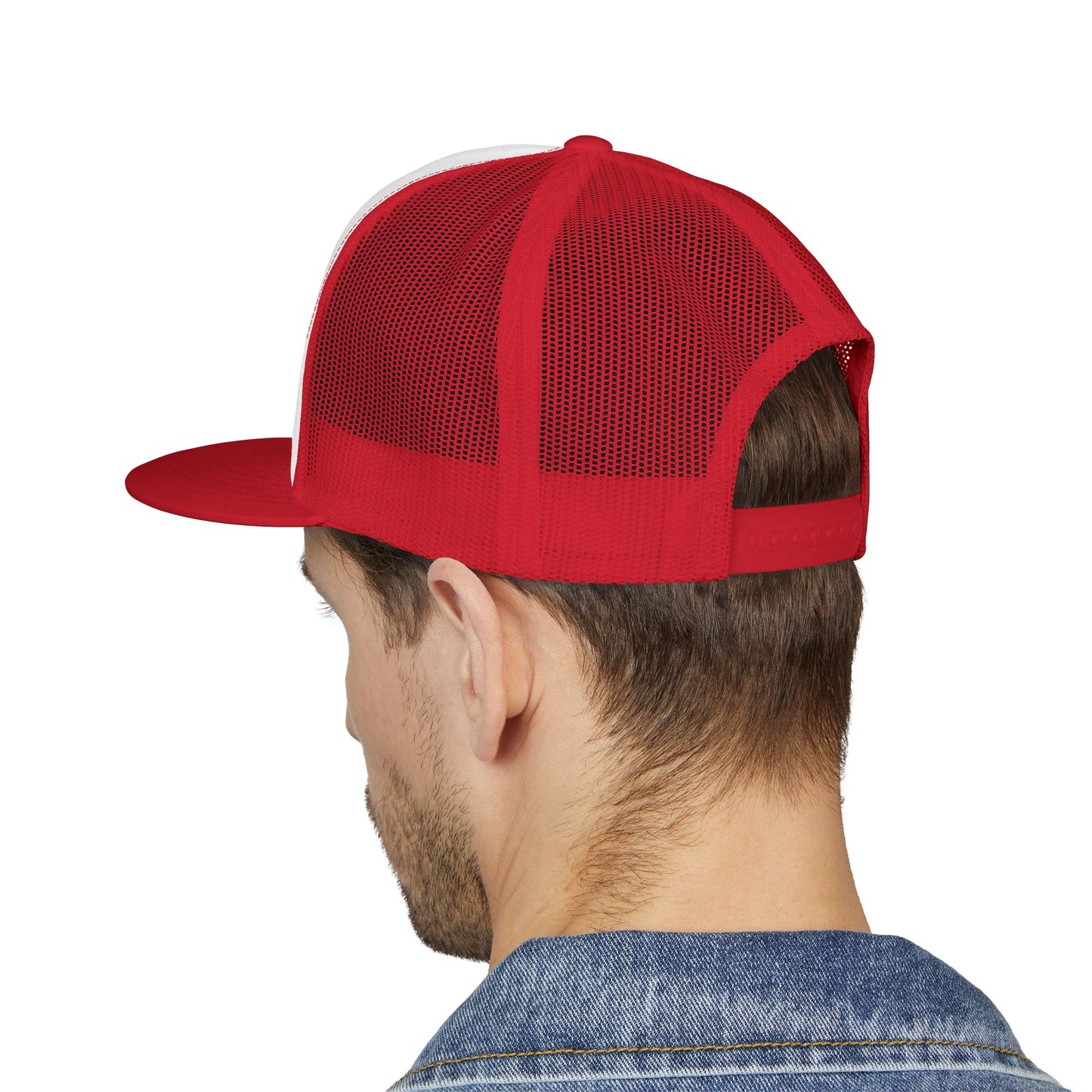 Urban Underground Collection - Red Skull & Crossbones, Flat bill Trucker snapback, five panel, embroidered - CaliPride Clothing