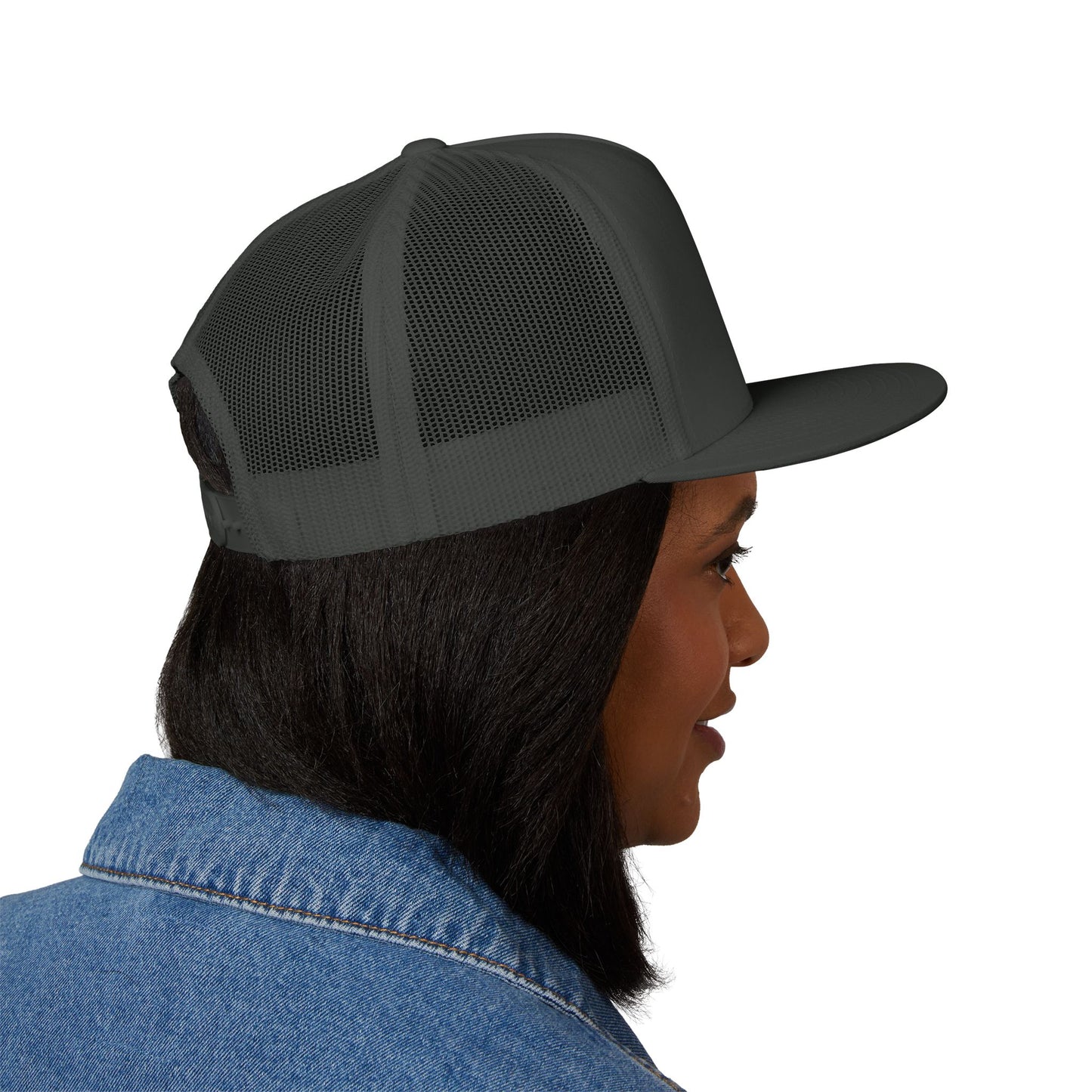Urban Underground Collection - Red Skull & Crossbones, Flat bill Trucker snapback, five panel, embroidered - CaliPride Clothing