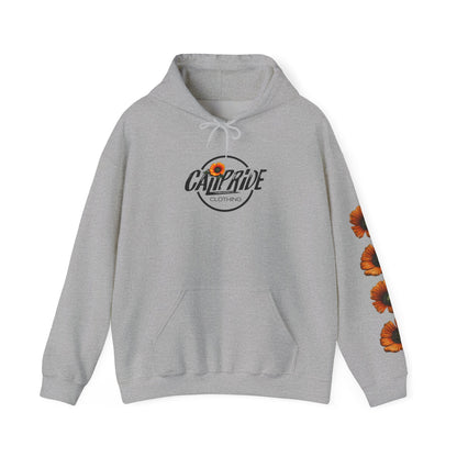 Sunburst Poppy Hoodie w Poppies | CaliPride Clothing black logo