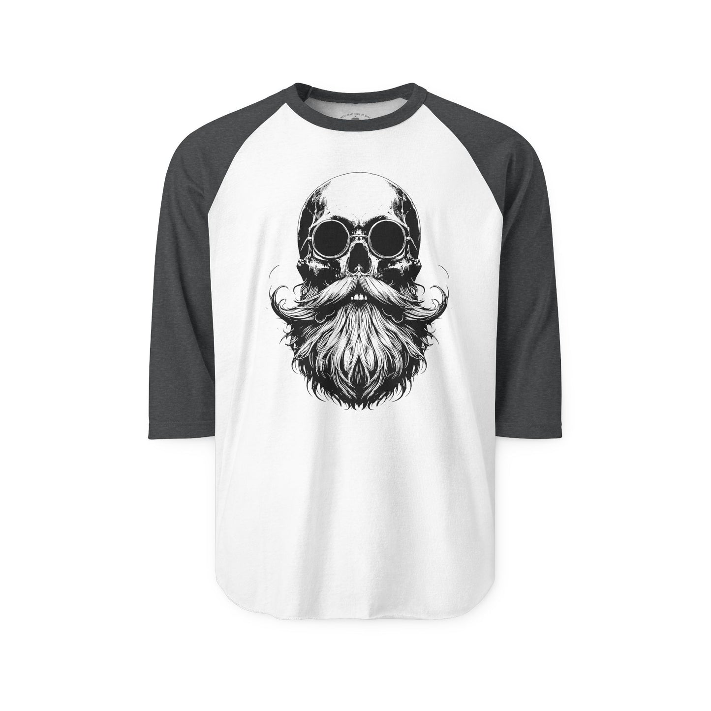 Pacific Works Collection - Raglan, Vintage Bearded Skull Graphic Raglan Tee — CaliPride Clothing