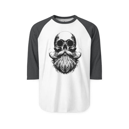 Pacific Works Collection - Raglan, Vintage Bearded Skull Graphic Raglan Tee — CaliPride Clothing