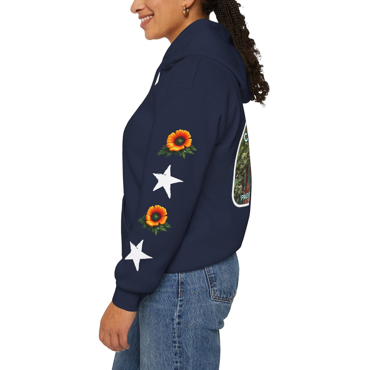 Surf & Beach Collection - Pacific Coast Highway & California Poppies, Graphic Hoodie | CaliPride Clothing