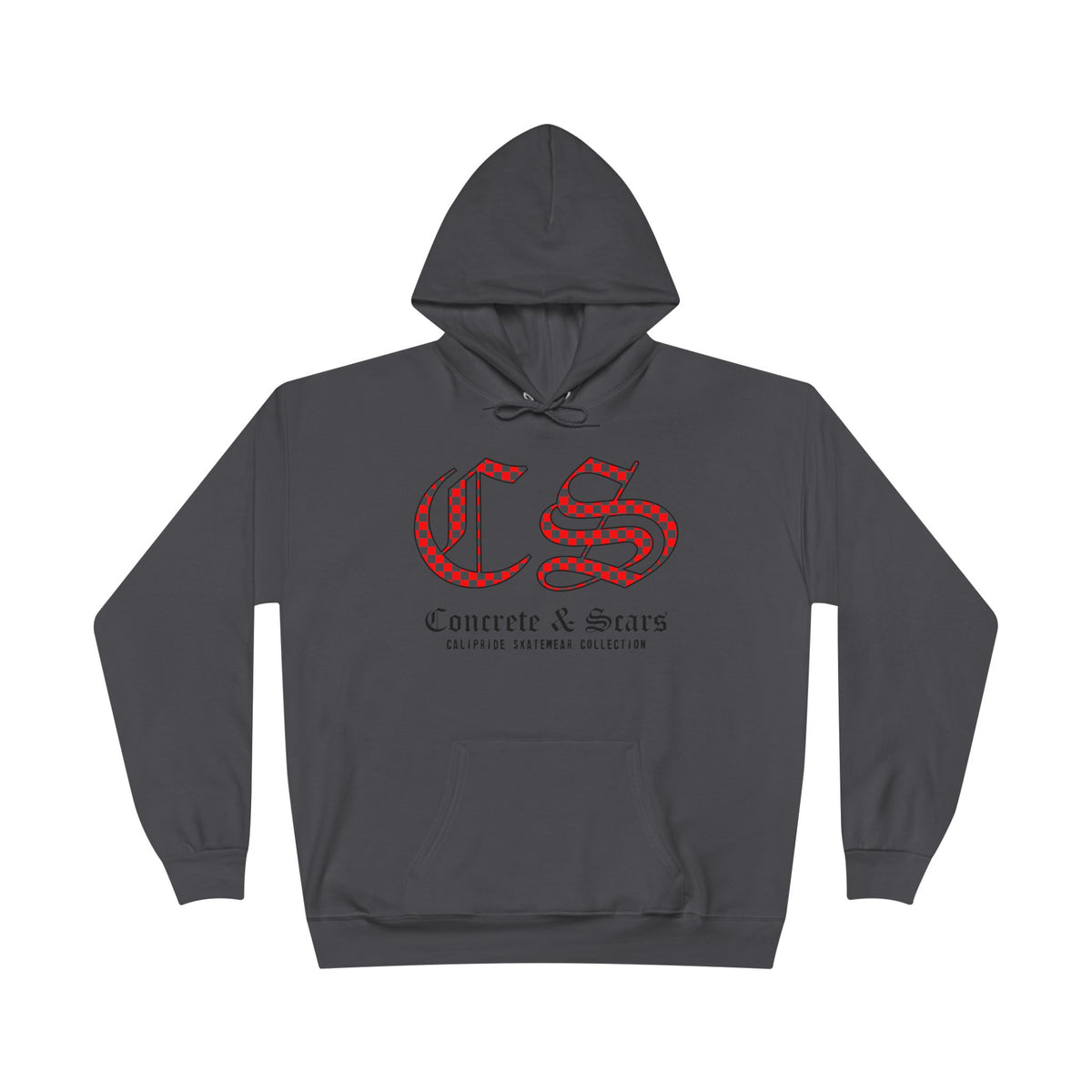 Concrete & Scars Collection - Checkered Old English, Graphic Hoodie — CaliPride Clothing